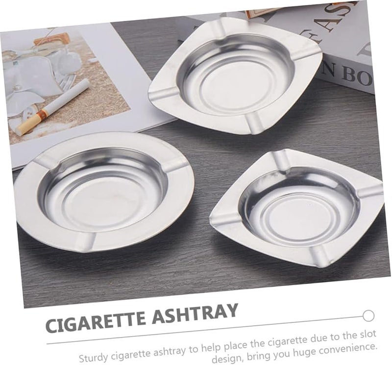 Zerodeko 2 Pack Stainless Steel Square Ashtray with Slot Design for Home Office Car Patio - Image 3